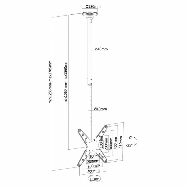 Neomounts FPMA-C340BLACK TV Plafondbeugel
