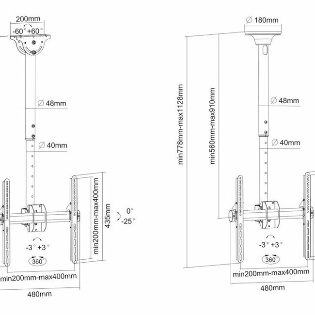 Neomounts NM-C440BLACK TV Plafondbeugel