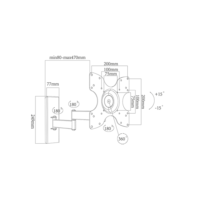 DQ Rotate Triple M Black TV Beugel