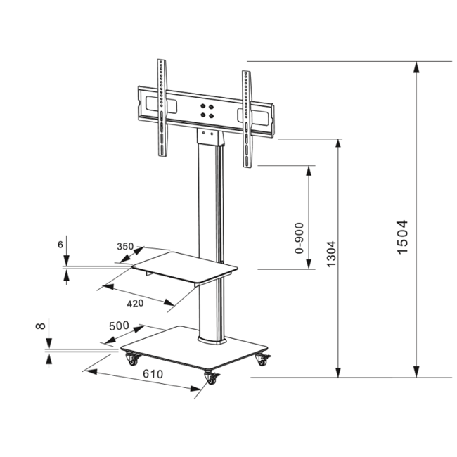 DQ Adrian TV Vloerstandaard Zilver