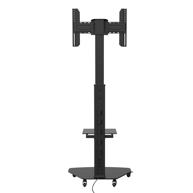 XTRARM Proton 300 Verrijdbare TV Vloerstandaard Zwart - Met 2 stopcontacten