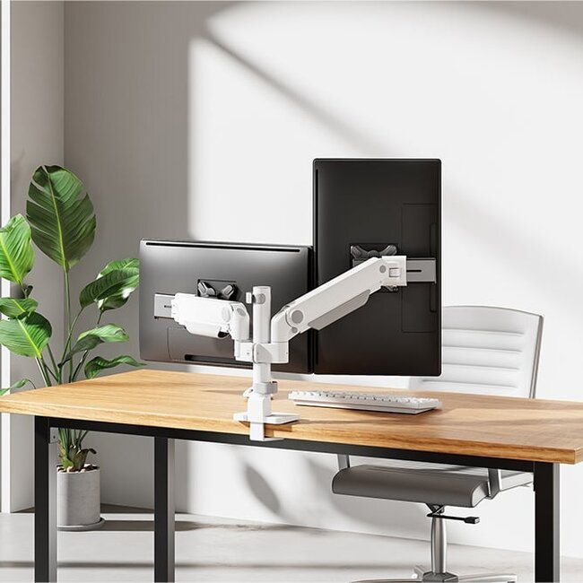 Neomounts DS65S-950WH2 Monitorarm 24-34" - gasveer - Topfix - multi-instelbaar - 180°-stop