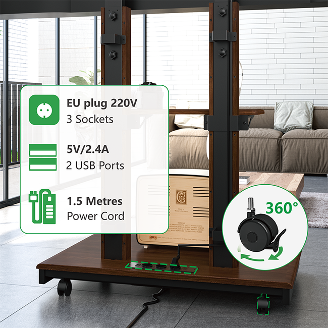 XTRARM Duolite Verrijdbare TV Vloerstandaard Walnoot