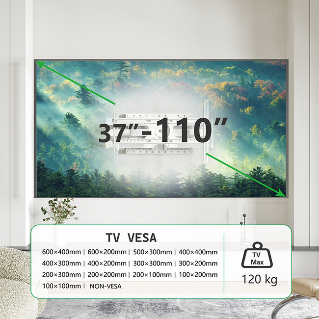 XTRARM Cratos 80 cm Double Rotate 600 TV Beugel White