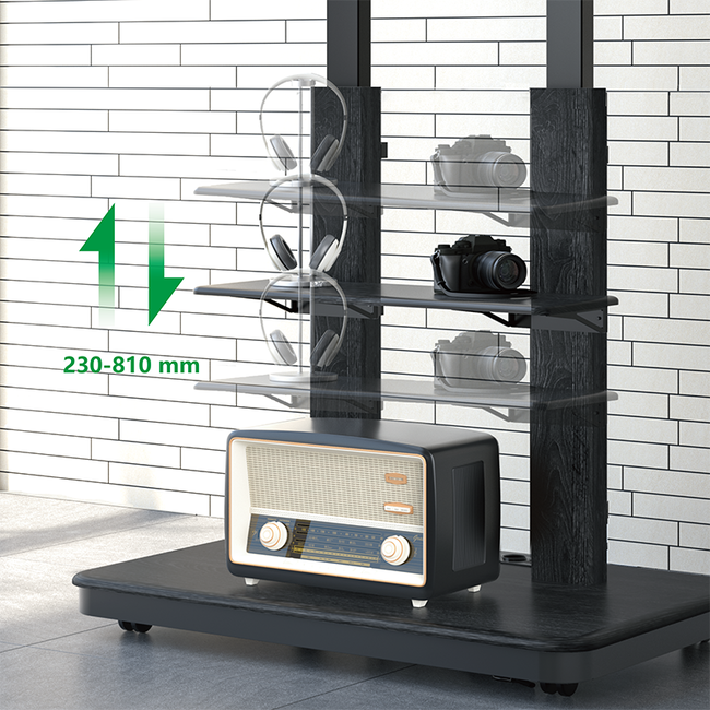 XTRARM Duolite Verrijdbare Elektrische TV Vloerstandaard Zwart