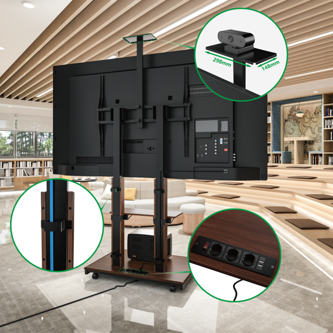 XTRARM Duolite Verrijdbare Elektrische TV Standaard  Walnoot