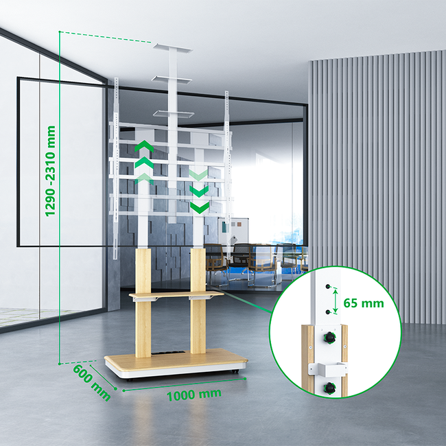 XTRARM Duolite Verrijdbare TV Standaard Wit/Beuken