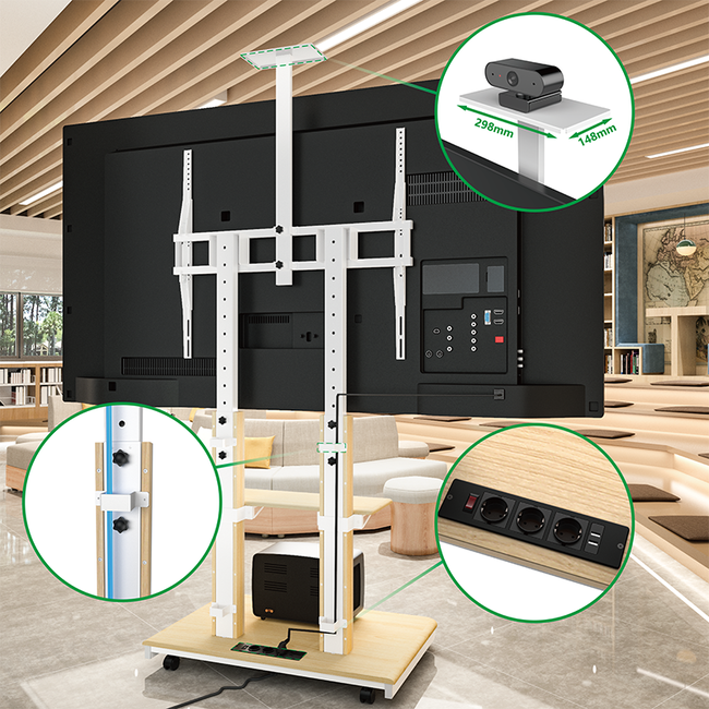 XTRARM Duolite Verrijdbare TV Standaard Wit/Beuken