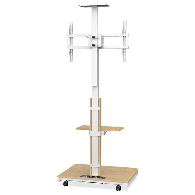 XTRARM Elite Verrijdbare Elektrische TV Standaard Wit/Beuken