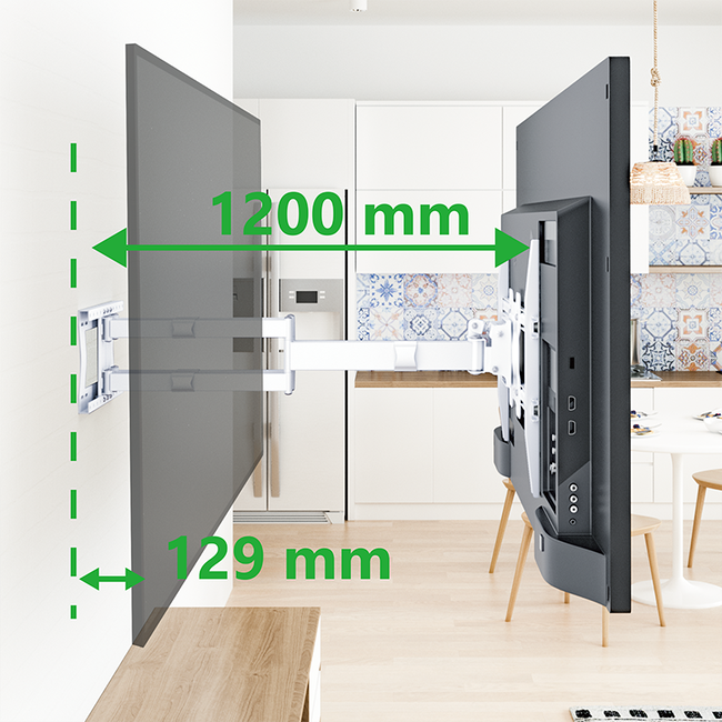 XTRARM Cratos 120 cm Double 600 TV Beugel White