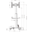 XTRARM Proton 500 Verrijdbare TV Standaard Aluminium = Met 2 stopcontacten en 2 USB poorten