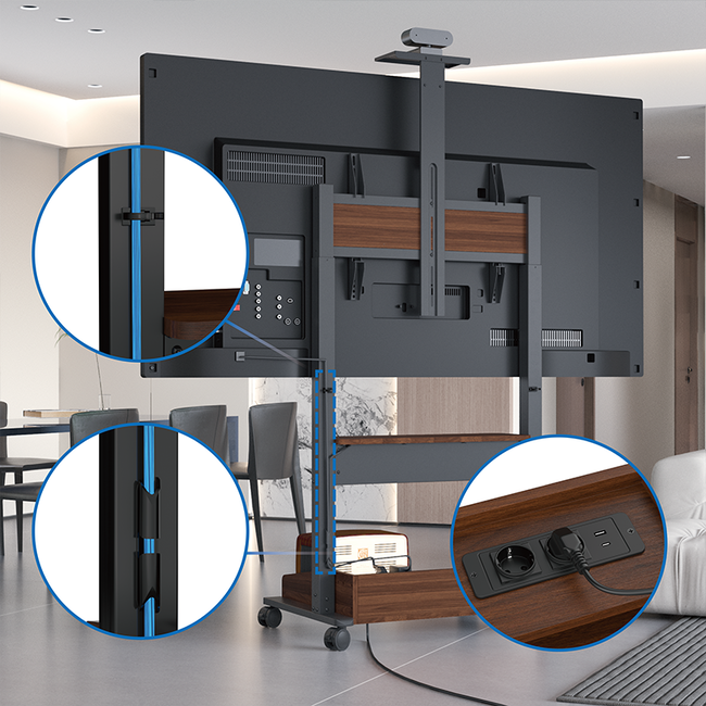 Zelos Elektrische TV Vloerstandaard Zwart / Walnoot