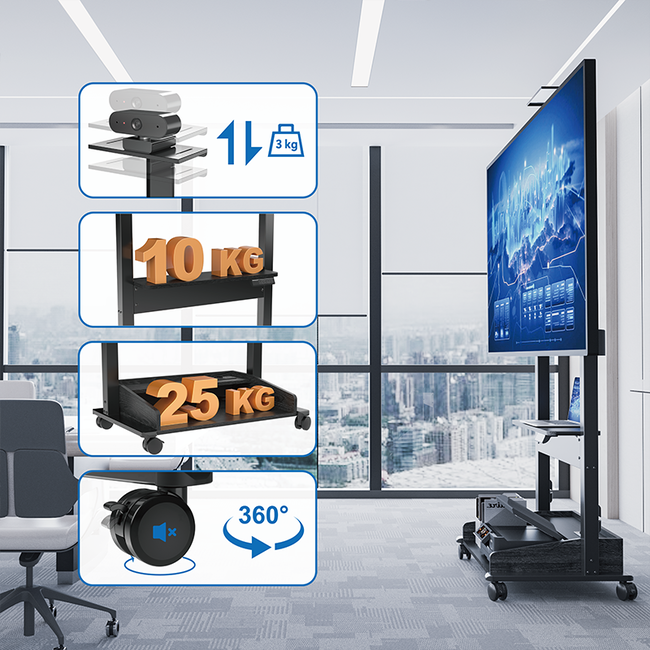 Zelos Elektrische TV Vloerstandaard Zwart