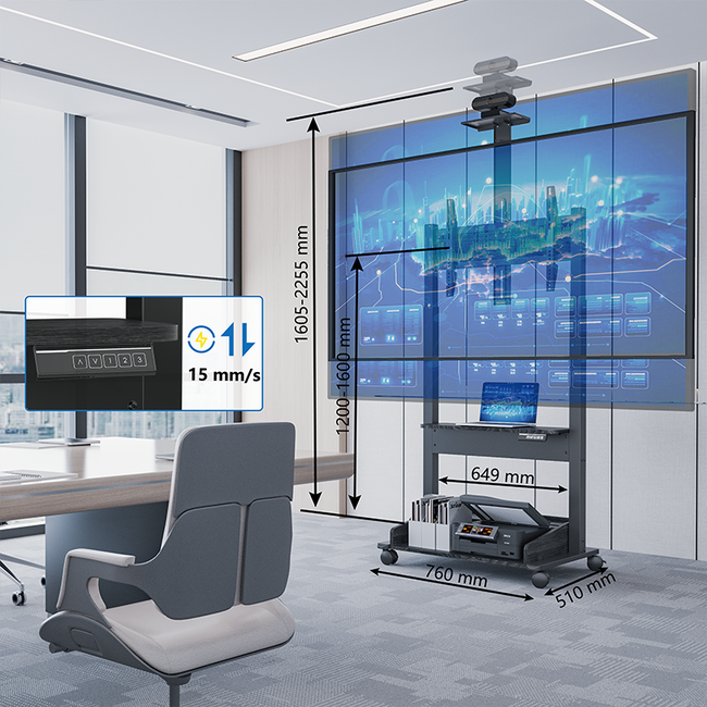 Zelos Elektrische TV Vloerstandaard Zwart