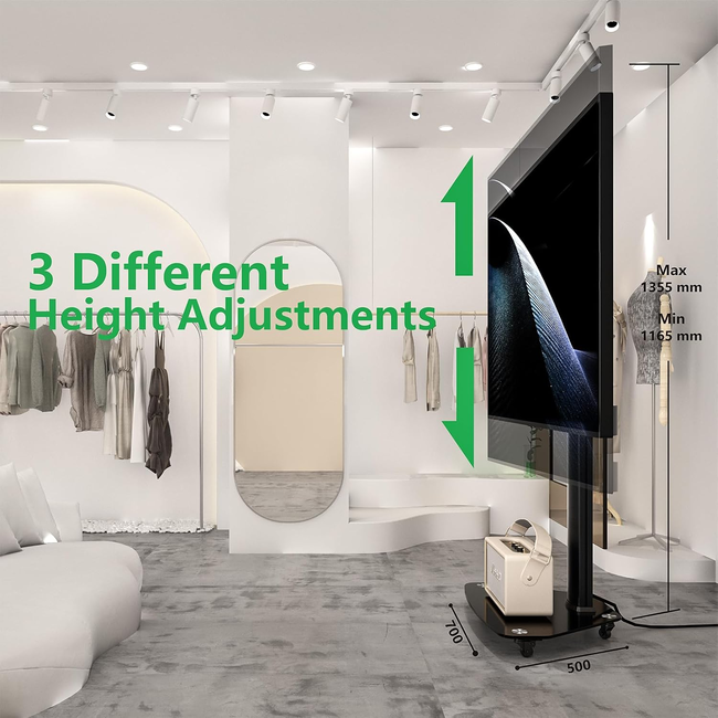 XTRARM Proton 100 Verrijdbare TV Standaard Zwart