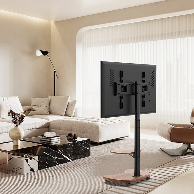 XTRARM Stellar TV Vloerstandaard  Walnoot Verrijdbaar