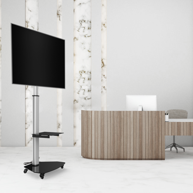 XTRARM Proton 300 Verrijdbare TV Standaard Aluminium - Met 2 stopcontacten