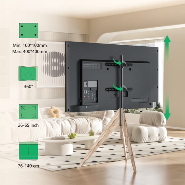 XTRARM Argo Tripod TV Standaard Vergrijsd Eiken