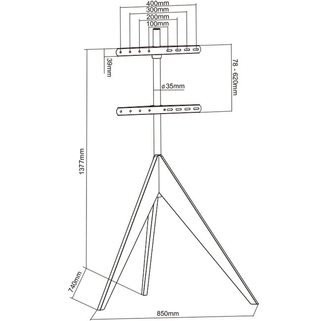 XTRARM Argo Tripod TV Standaard Zwart