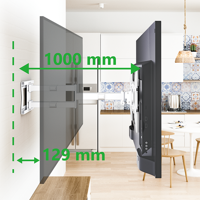 XTRARM Cratos 100 cm Double 600 TV Beugel White