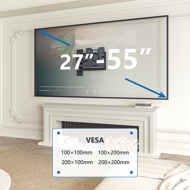 DQ Rotate XL Black 108,5 cm TV Beugel