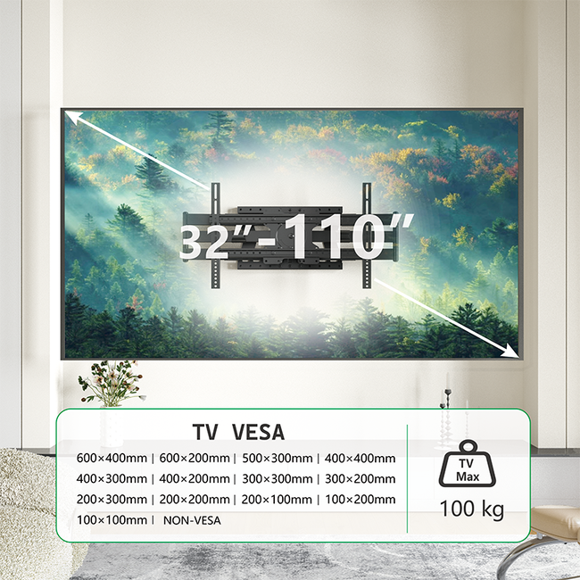 XTRARM Cratos 100 cm Double 600 TV Beugel Black