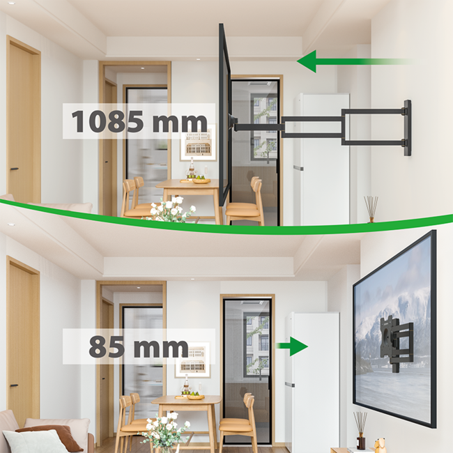 XTRARM Axis XL 108,5 cm Draai- en Kantelbare TV Beugel Zwart