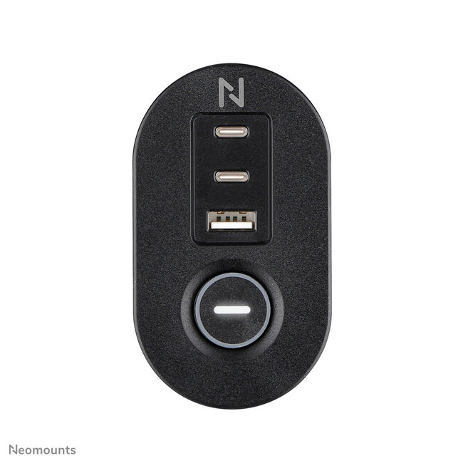Neomounts DS22-840BL6 Bureaucontactdoos met klem en USB-C en USB-A poorten - Quick-charge