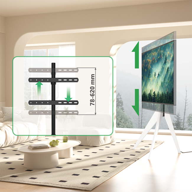 XTRARM Argo Tripod TV Standaard Wit + Kabels verborgen