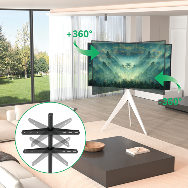 XTRARM Argo Tripod TV Standaard Wit + Kabels verborgen