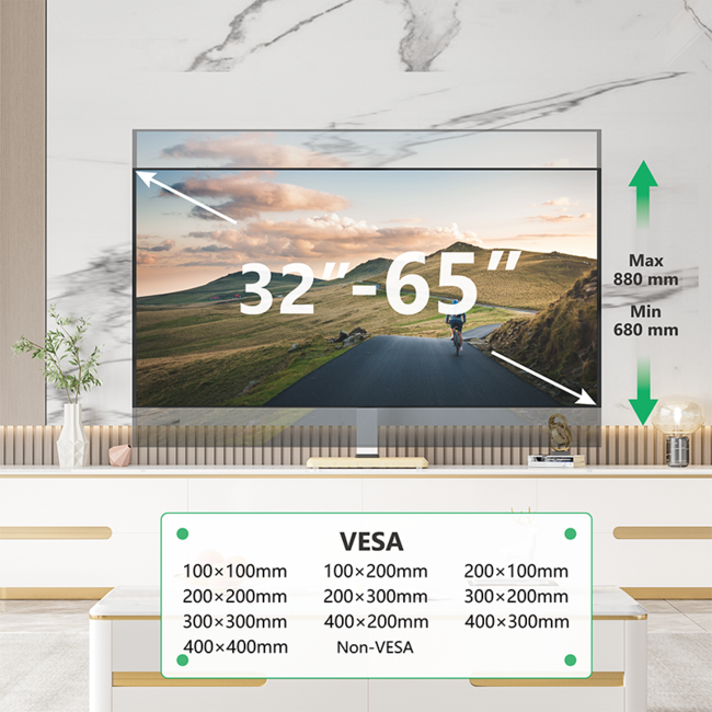 XTRARM XTR TS1025 TV Tafelstandaard - Wit/Eiken - 32-65 inch