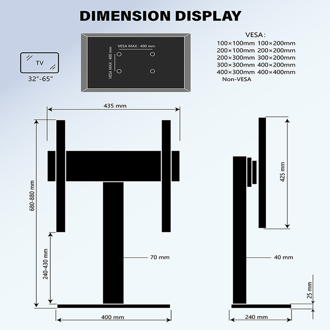 XTRARM XTR TS1030 TV Tafelstandaard - zwart/walnoot - 32-65 inch