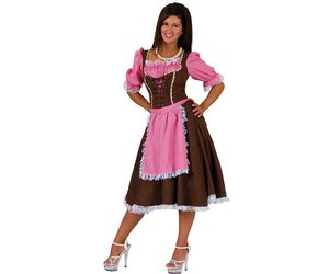 Crimineel liter puberteit Lange Tiroler Dirndl jurk roze/bruin - Incognito Leusden