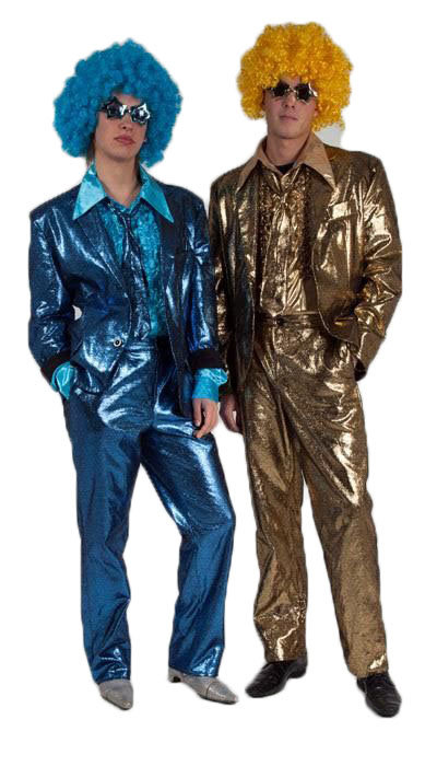 Glitterpak in blauw en goud huren