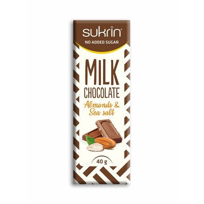 Sukrin - Melkchocolade met amandelen en zeezout (40 gr)