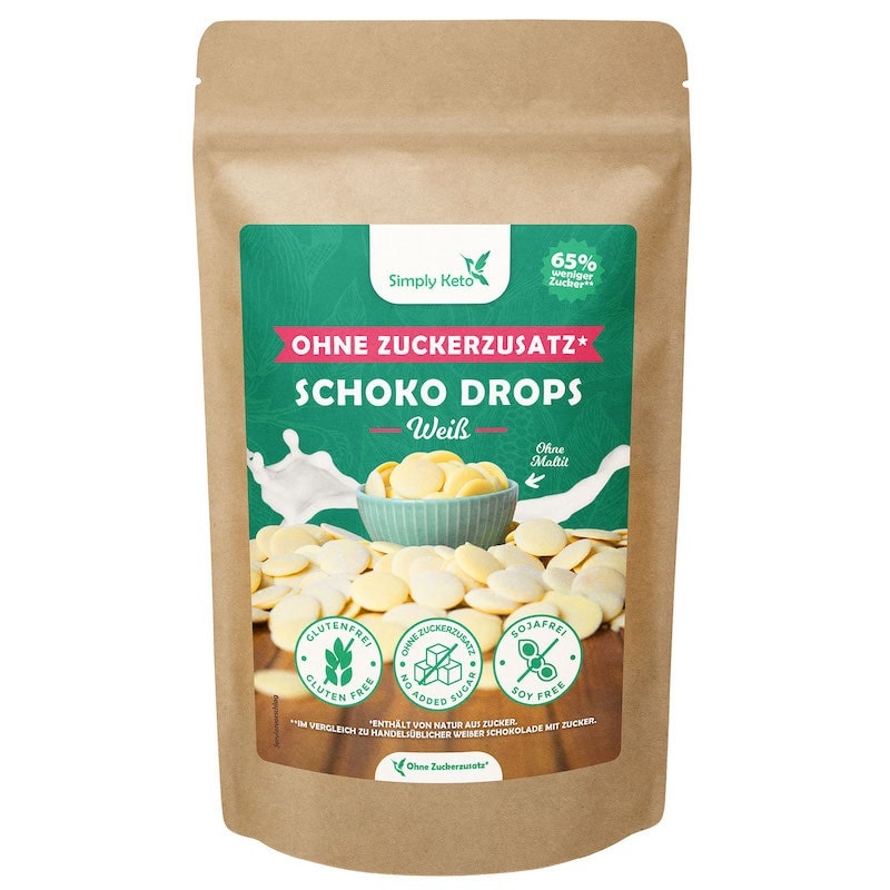 Chocolade Druppels Wit met erythritol (200 gr)