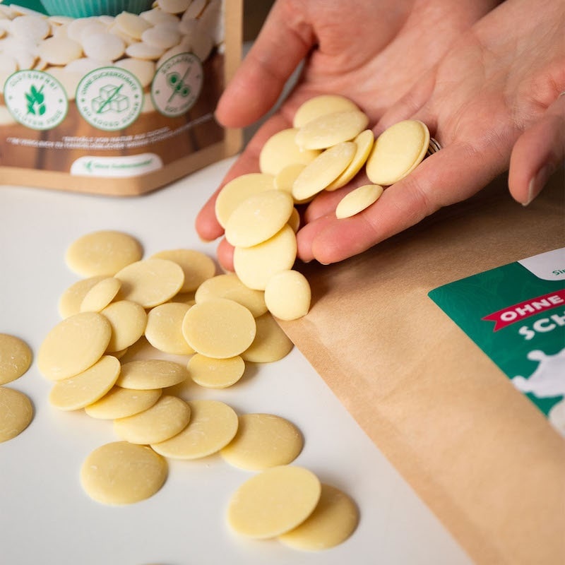Chocolade Druppels Wit met erythritol (200 gr)