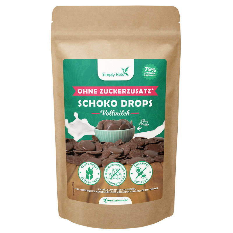 Chocolade Druppels Melk met erythritol (200 gr)