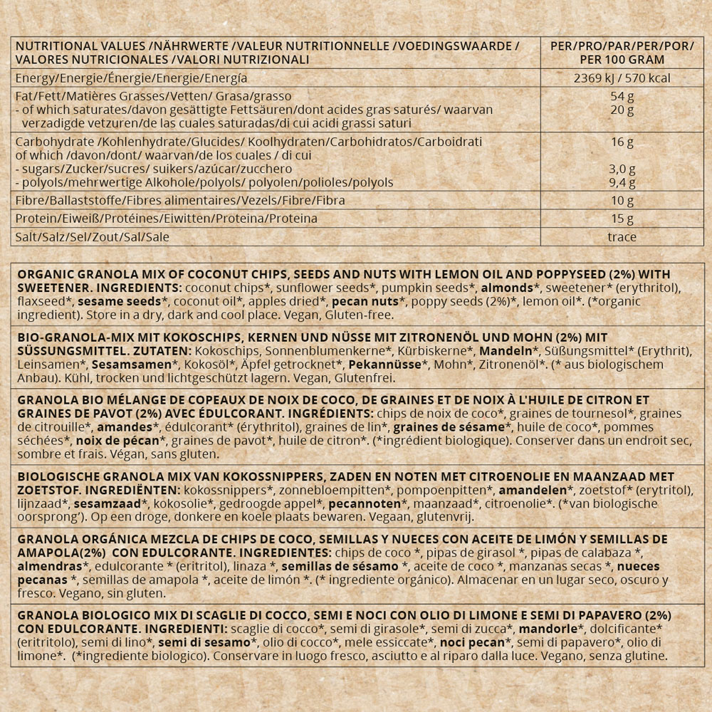 - Keto Bio Granola Citroen Maanzaad (290 gr) - THT 19-05-2026