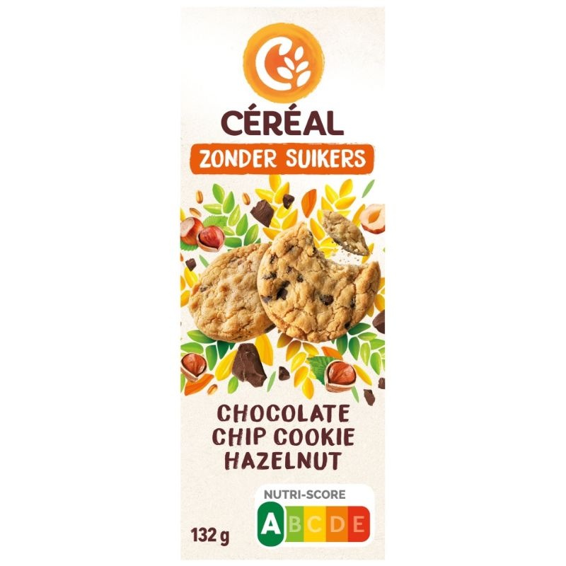 - Suikervrije chocolate chip cookies met hazelnoten (130 gr)