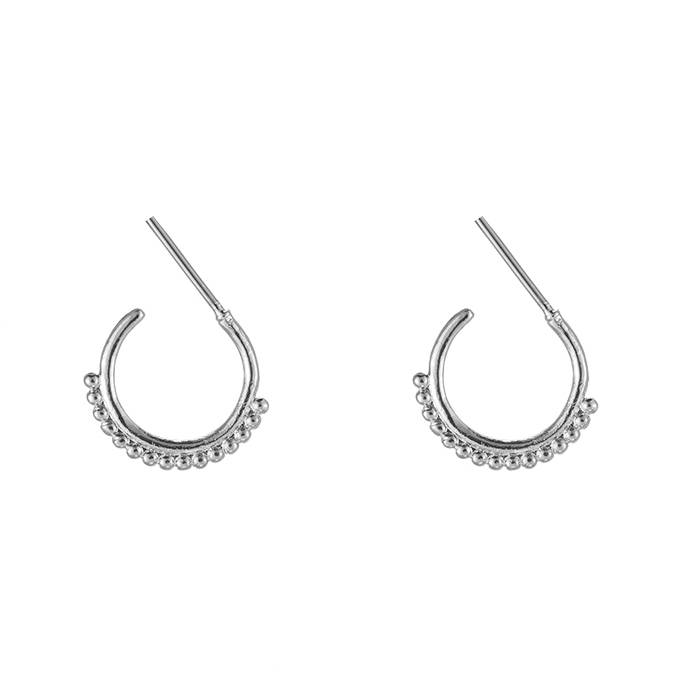 EDGY DOTTED HOOPS - SILVER