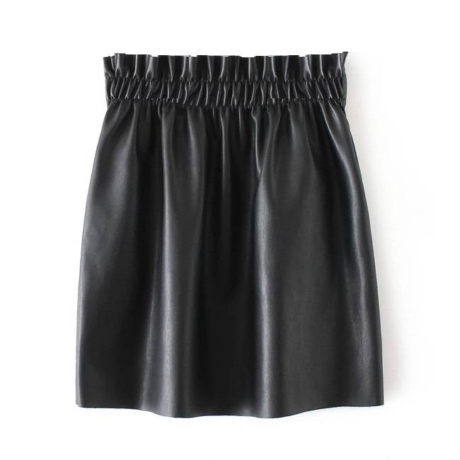 RUFFLE LEATHER SKIRT