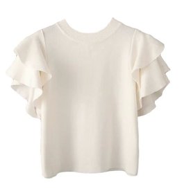 RUFFLE SLEEVE CROPPED TEE