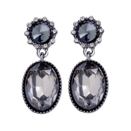 DROP GEM EARRINGS - GREY