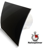 Pro-Design Badkamer/toilet ventilator - met timer - Ø100mm - gebogen glas - glans zwart