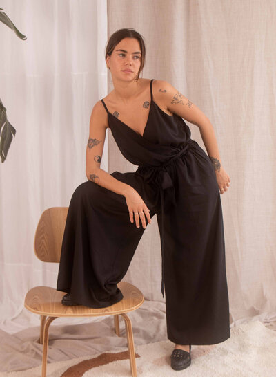 COSSAC BLACK WRAP Jumpsuit