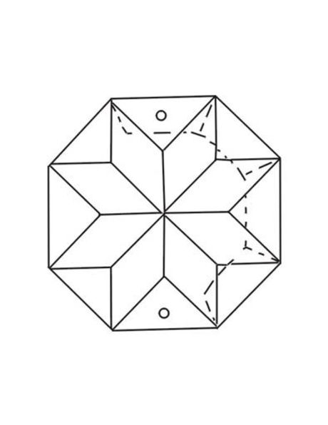 Kristalglazen kraal, octagon met ster patroon, 2.0 cm