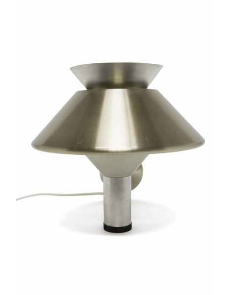 muurlamp, chroom kleurige paddenstoel aan beugel, ca. 1960