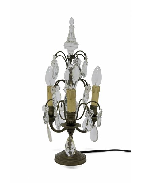 Girandole, koperen fontein met kristalglazen pegels, ca. 1930