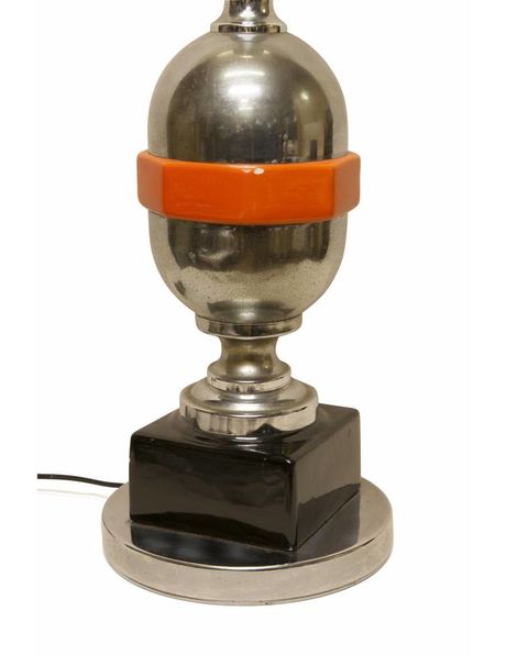 Super cool futuristic lamp, chrome, black and orange